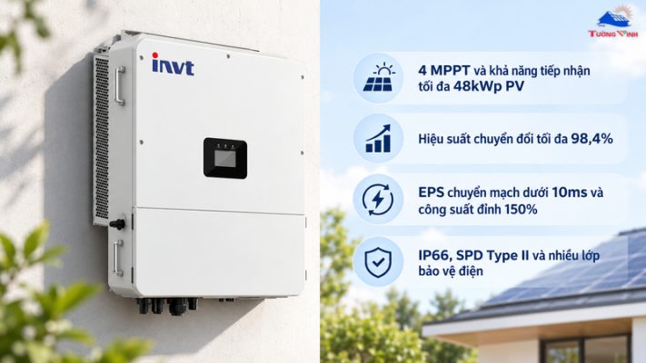 Inverter hybrid INVT 30kW 3 pha XD30KTR tích hợp nhiều công nghệ hiện đại