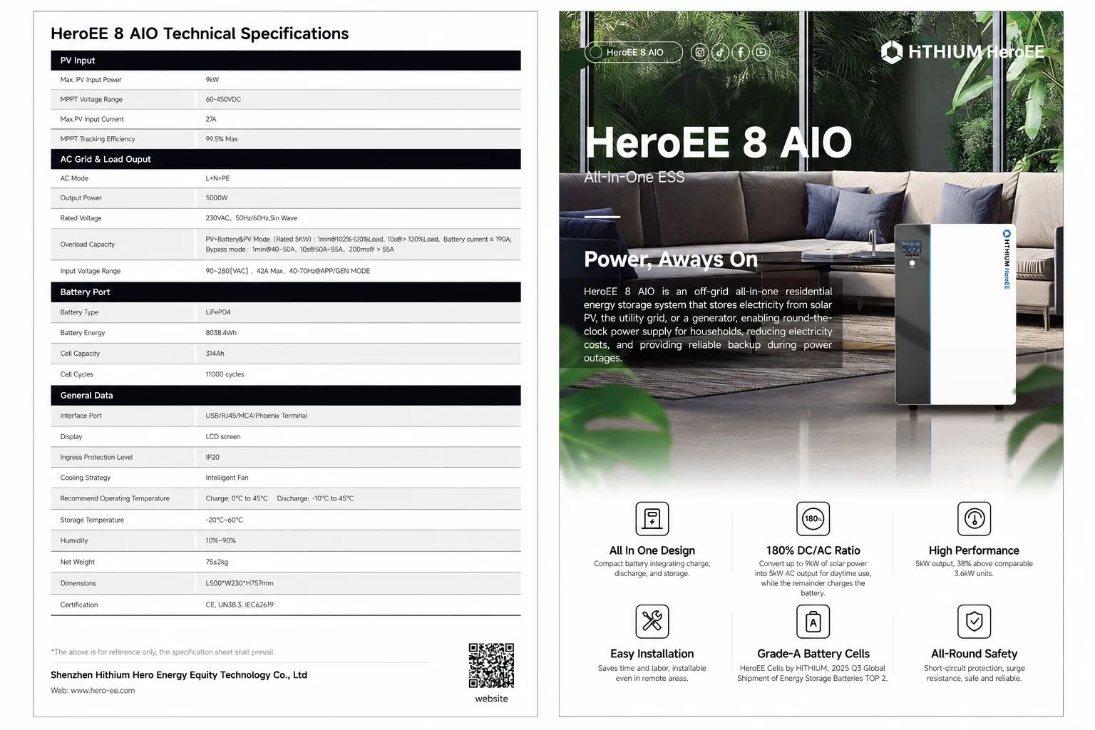 Thông số kỹ thuật của HiTHIUM HeroEE 8 AIO