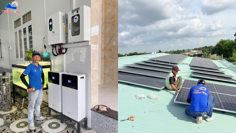 Điện mặt trời hybrid 12kW lưu trữ 16kWh - Inverter 12kW