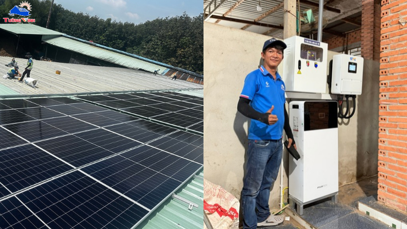 Điện mặt trời hybrid 12kW lưu trữ 16kWh - Inverter 6kW