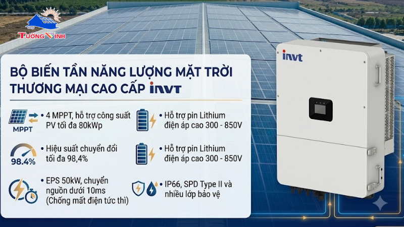Inverter hybrid INVT 50kW 3 pha XD50KTR với nhiều tính năng và bảo vệ an toàn