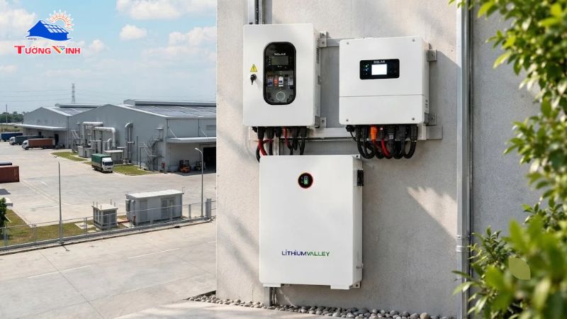 Ứng dụng thực tế của tủ pin lưu trữ C&I Flex16-HBox-10 tại các dự án điện mặt trời mái nhà xưởng doanh nghiệp.