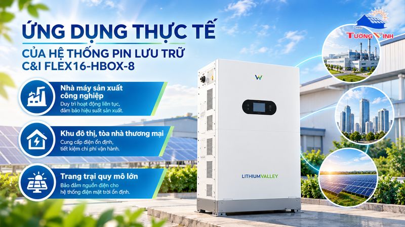 Hệ thống lưu trữ Flex16-HBox-8 là giải pháp dự phòng điện lý tưởng cho các khu công nghiệp và nhà xưởng hiện đại.