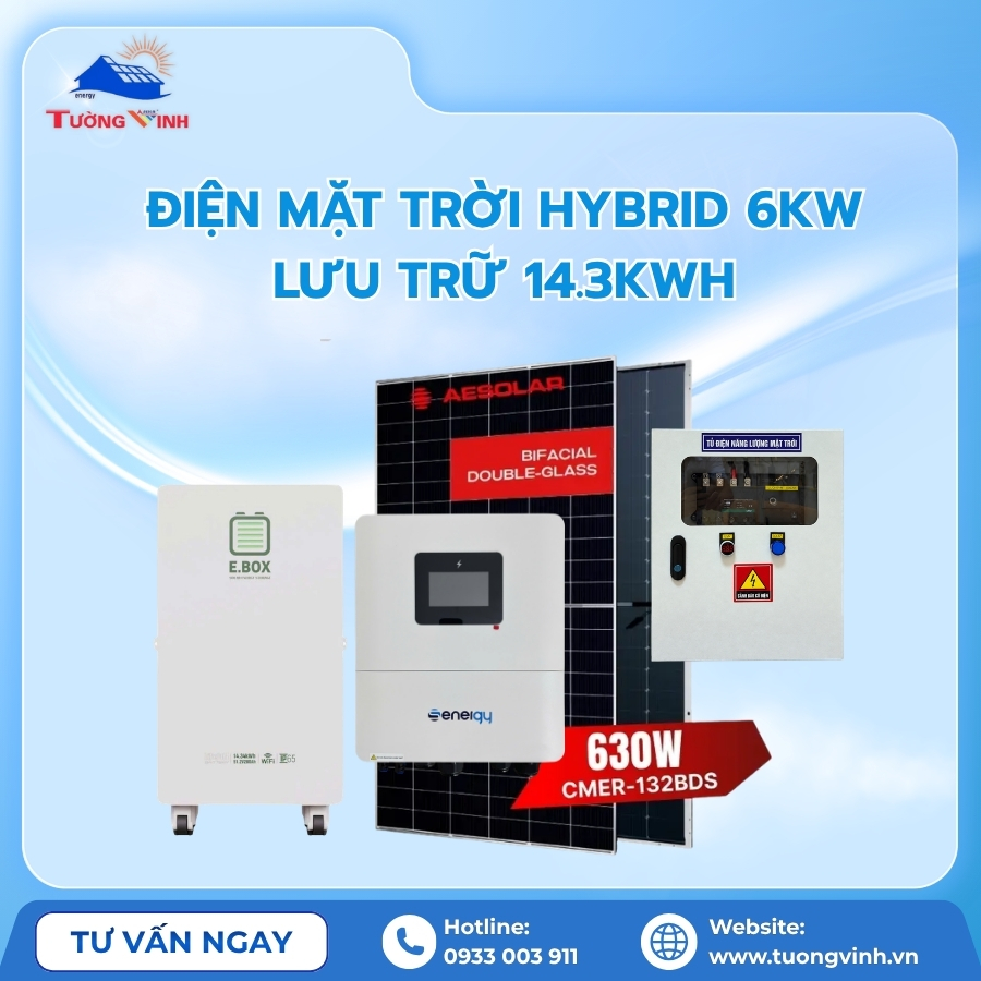 Điện Mặt Trời Hybrid 6kW Lưu Trữ 14.3kWh